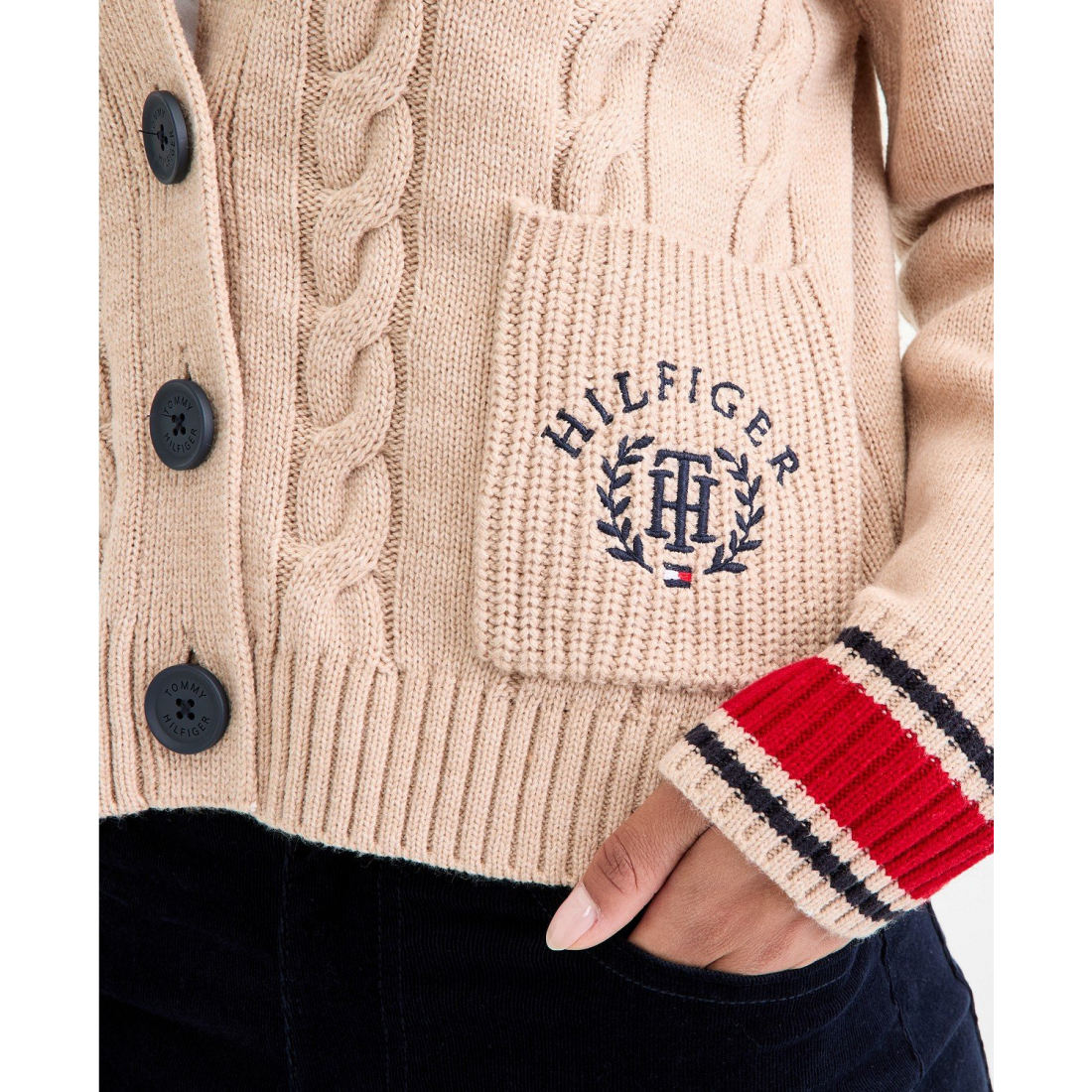 Cardigan 'Cable-Knit Varsity' pour Femmes
