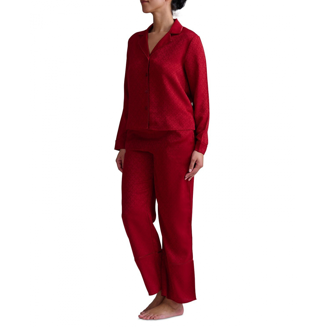 Pyjama Set 'Satin Logo Notch Collar' pour Femmes - 2 Pièces