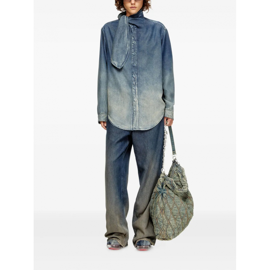 Blouse 'Tie-Neck Denim' pour Femmes