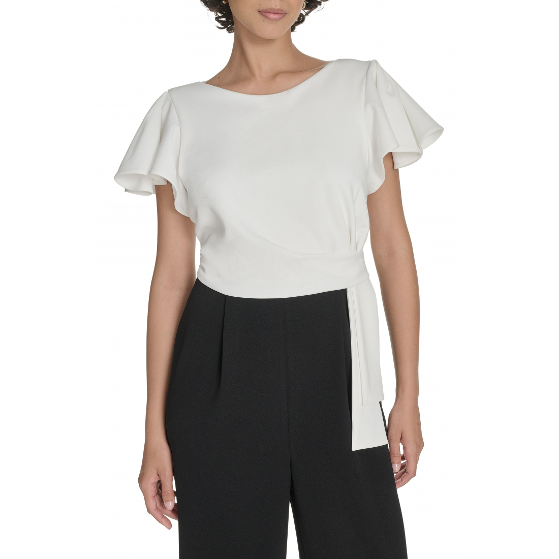'Flutter Sleeve Draped Side' Latzhose für Damen
