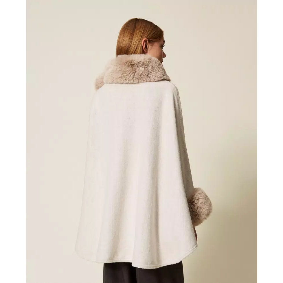 Women's 'Cloth And Faux Fur' Poncho