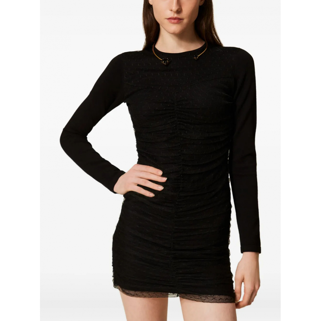 'Tulle-Paneled Knitted' Mini Kleid für Damen