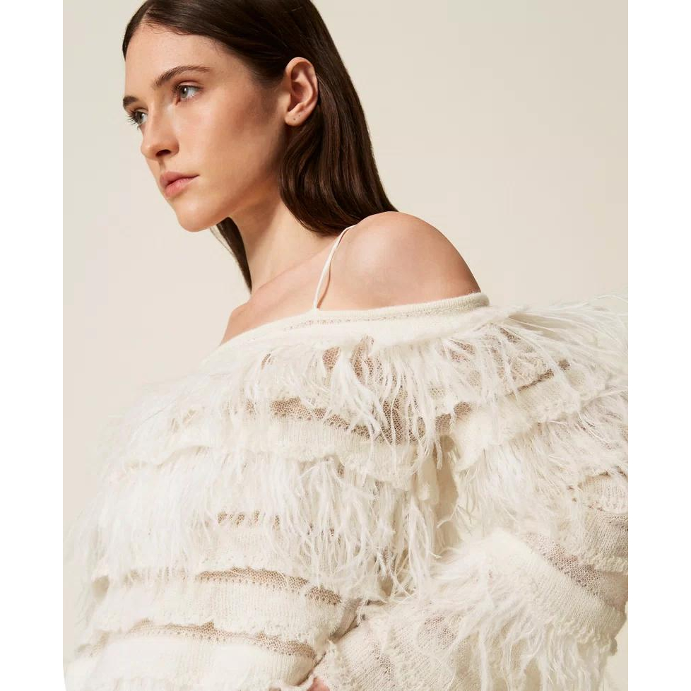 Robe à une épaule 'Short Knit Feathers' pour Femmes