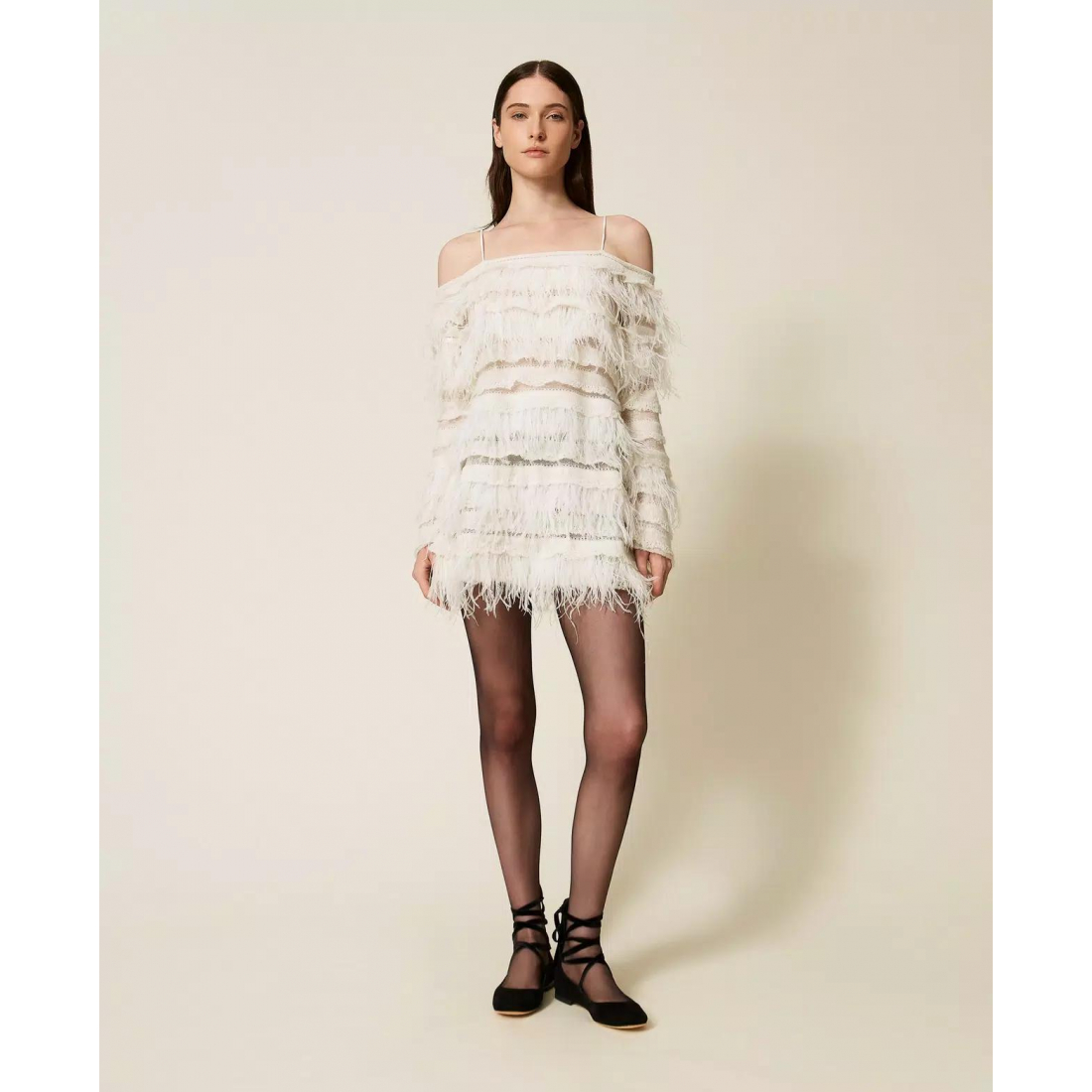 Robe à une épaule 'Short Knit Feathers' pour Femmes