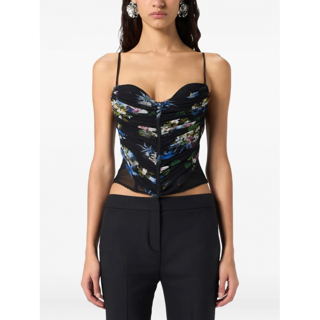 Top 'Floral-Print Ruched' pour Femmes