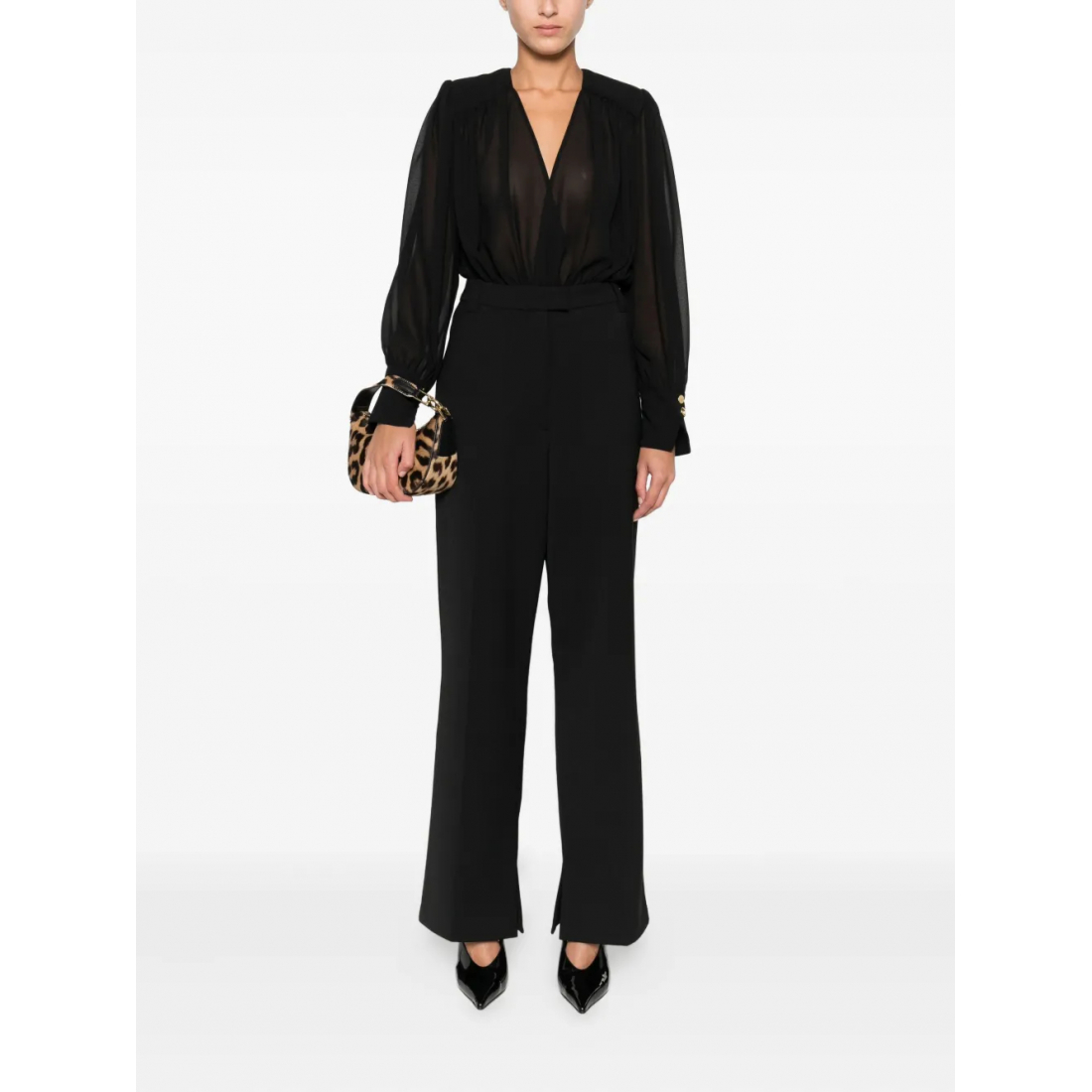 Women's 'Pleated-Panel Button-Cuff' Bodysuit