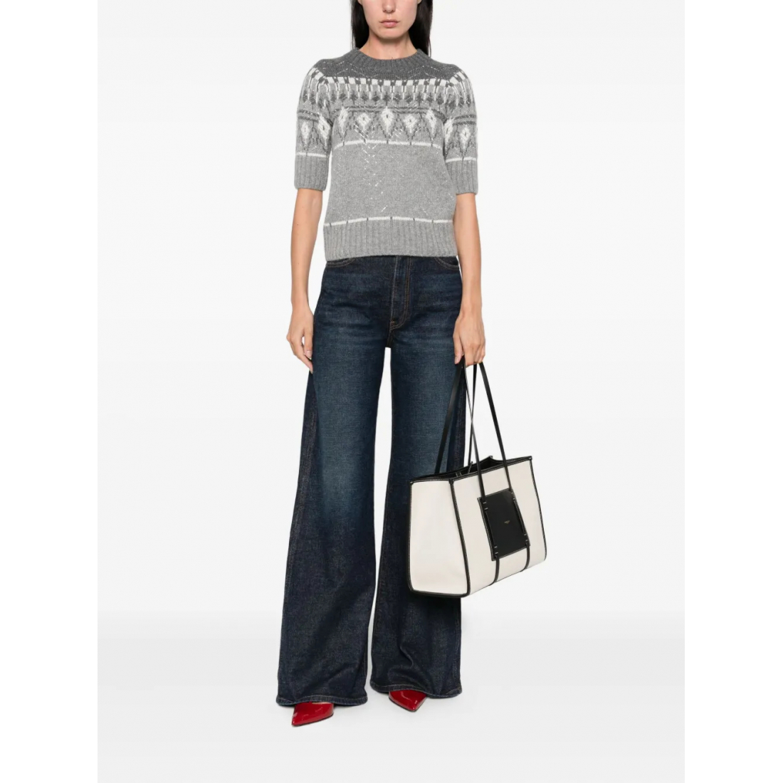 Top à manches courtes 'Fair Isle-Knit' pour Femmes