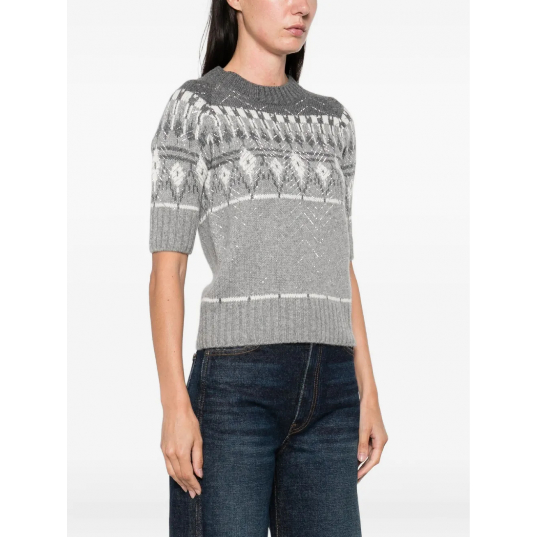Top à manches courtes 'Fair Isle-Knit' pour Femmes