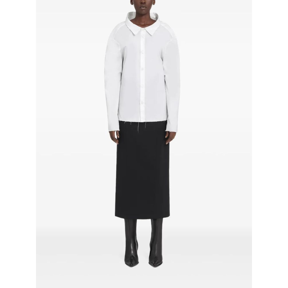 Chemise 'Oversized-Collar Frayed-Hem' pour Femmes