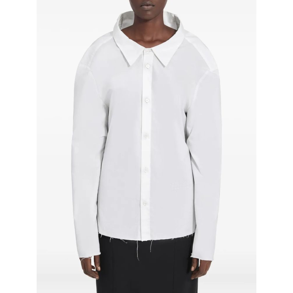 Chemise 'Oversized-Collar Frayed-Hem' pour Femmes