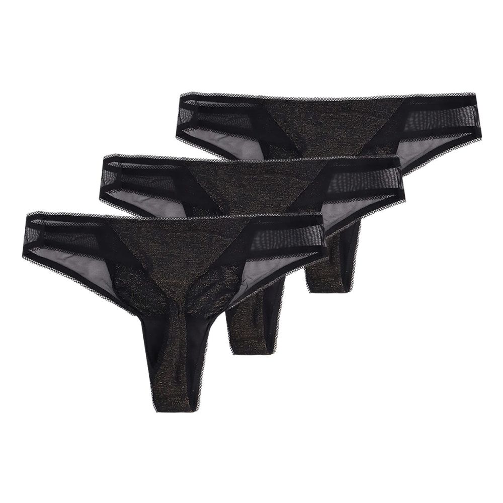 Tanga 'Lace Trim' pour Femmes - 3 Pièces