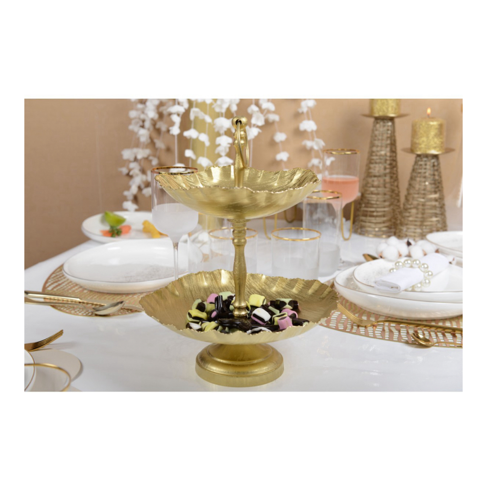 Matte Gold 2-Tier Serving Tray