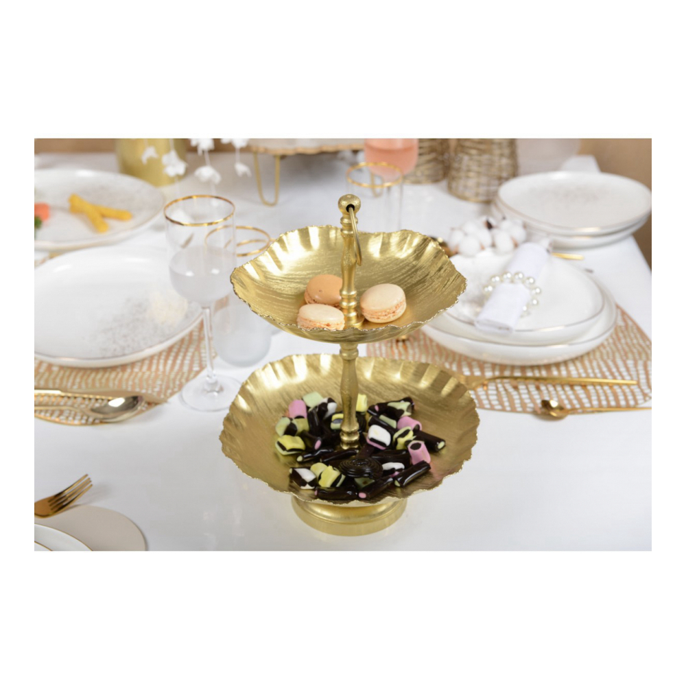 Matte Gold 2-Tier Serving Tray