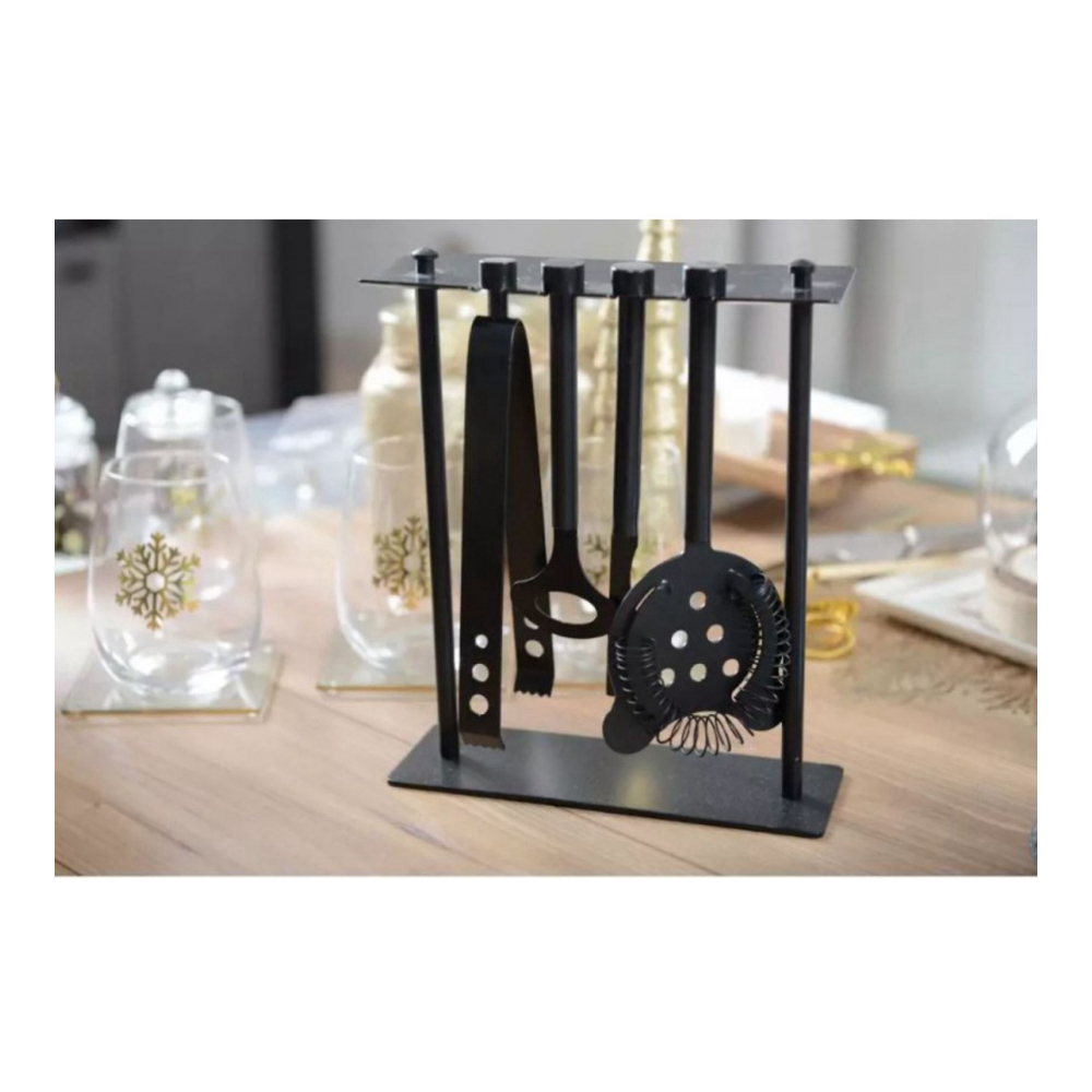 Outils De Bar Sur Support 5 Pièces Coloris Noir