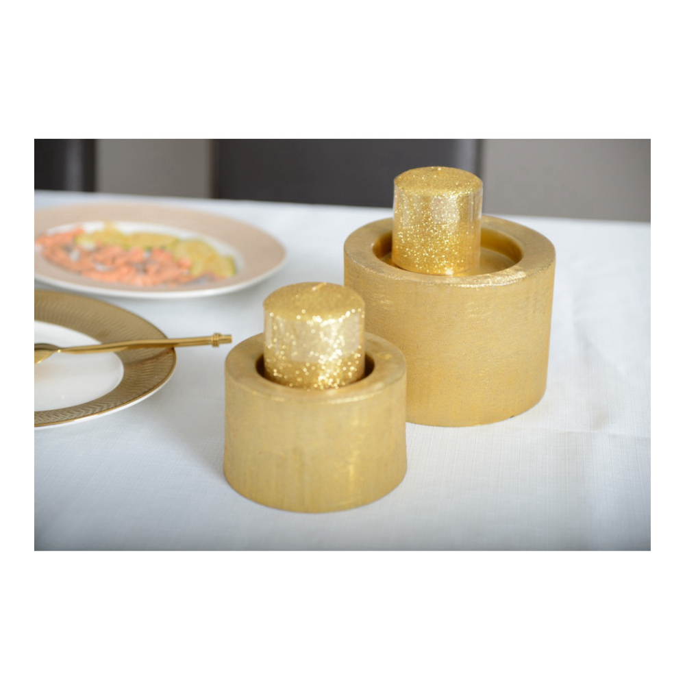 Bougeoir Métal Doré 16.5x16.5x11.5cm