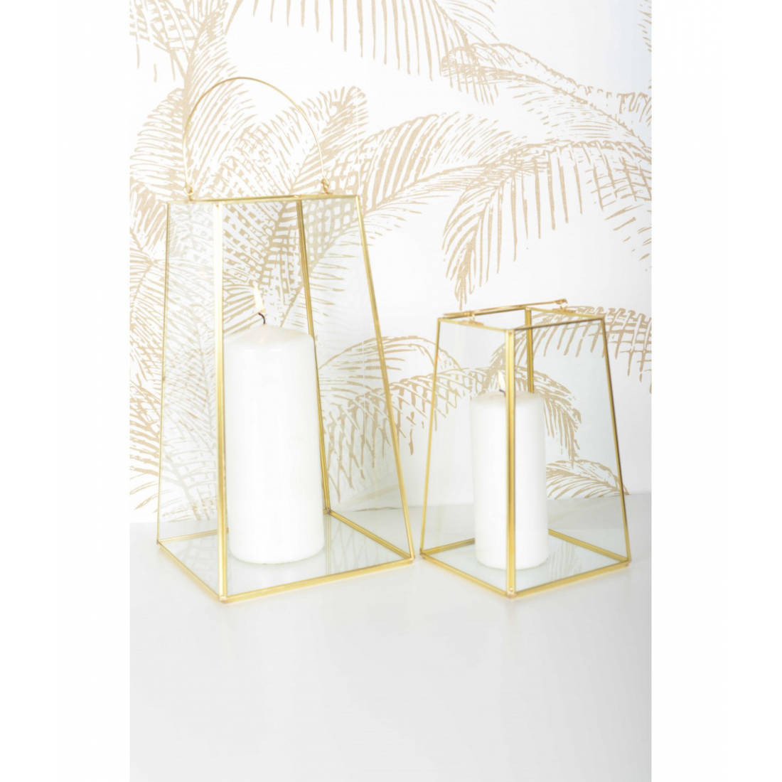 Lanterne Bord Doré Avec Anse H30cm