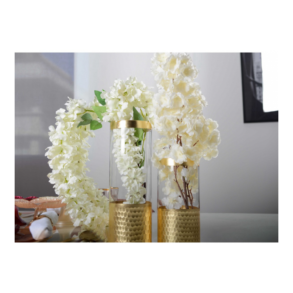 Vase Transparent Et Doré H30cm