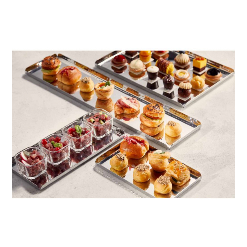 Rechteckiges Tablett mit gehämmertem Spiegeleffekt, 50 x 11,5 x 1,25 cm