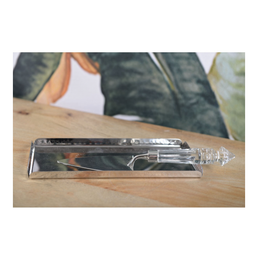 Rechteckiges Tablett mit gehämmertem Spiegeleffekt, 50 x 11,5 x 1,25 cm