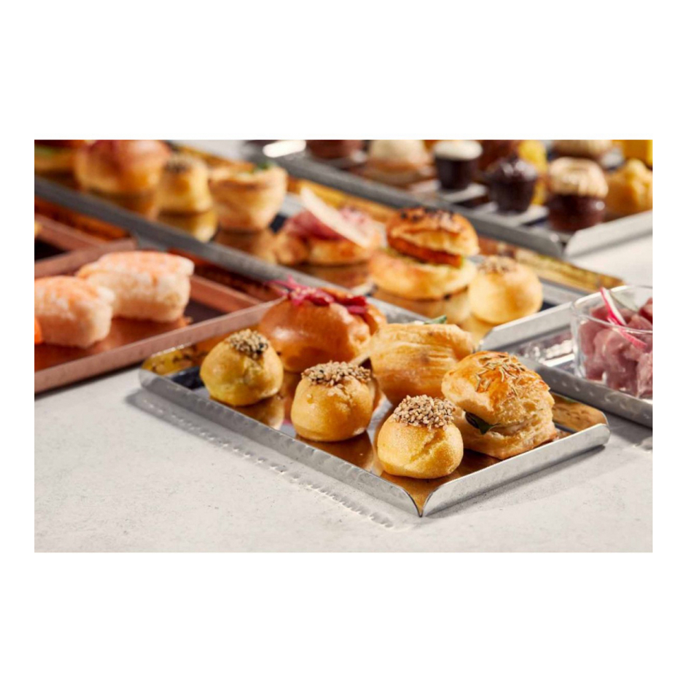 Plateau Rectangulaire Martelé Effet Miroir 30.5x21x1.25cm