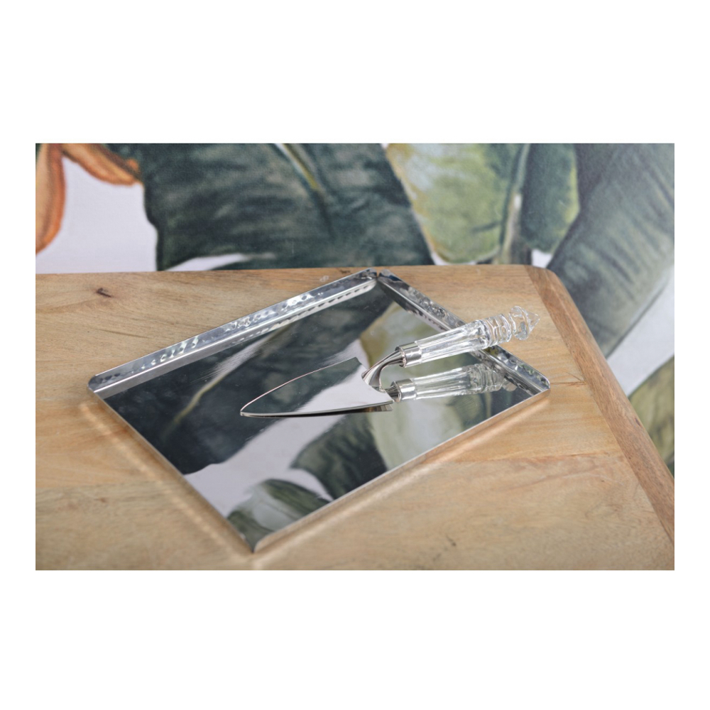 Plateau Rectangulaire Martelé Effet Miroir 30.5x21x1.25cm