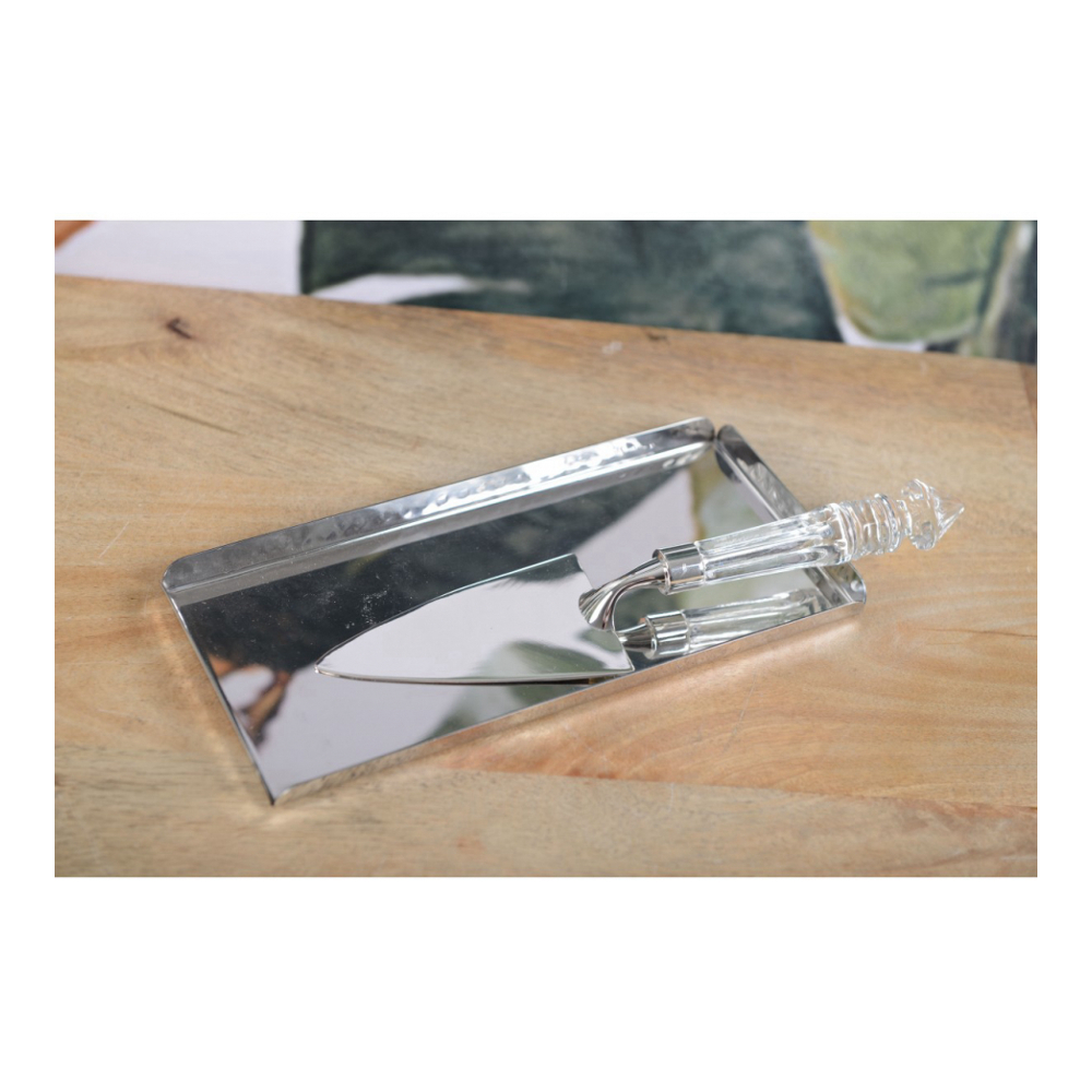 Plateau Rectangulaire Martelé Effet Miroir 25.5x11.5x1.25cm