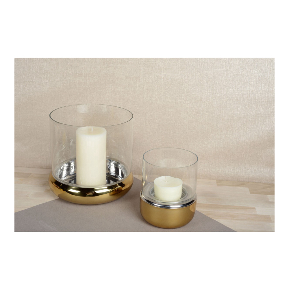 Doppelwandige goldene Laterne 16x16x26cm