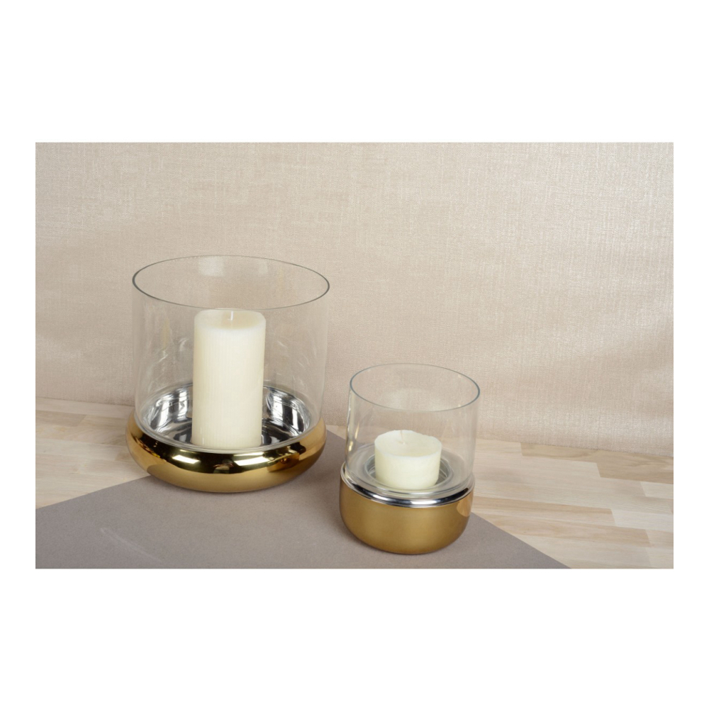 Doppelwandige goldene Laterne 24x24x18cm