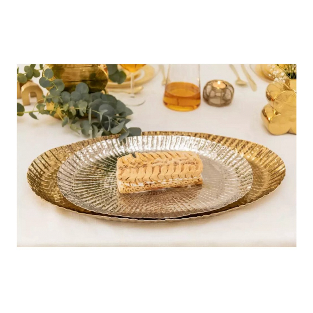 Plateaux En Aluminium Dorés Et Argentés - Lot De 2