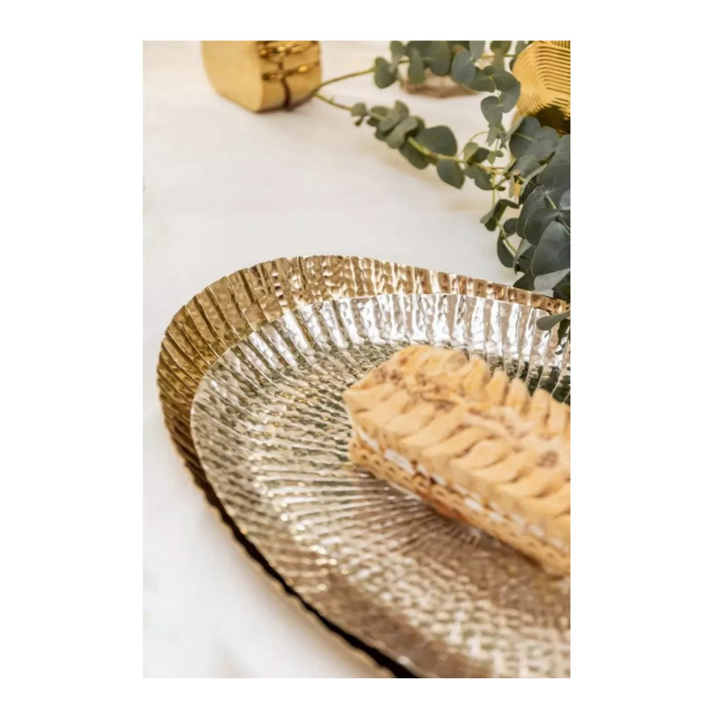 Plateaux En Aluminium Dorés Et Argentés - Lot De 2