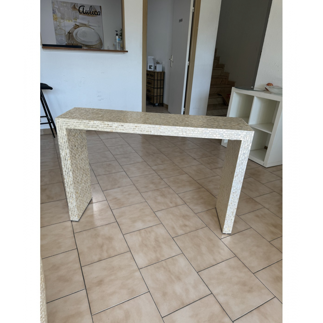 Konsolentisch in Perlweiß, 116 x 30 x 77 cm