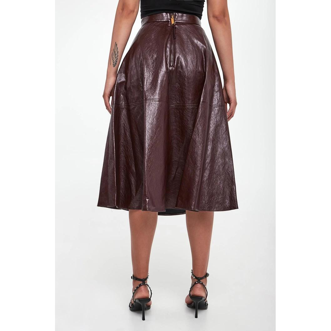 Jupe Midi 'Crackled Plaque-Logo' pour Femmes