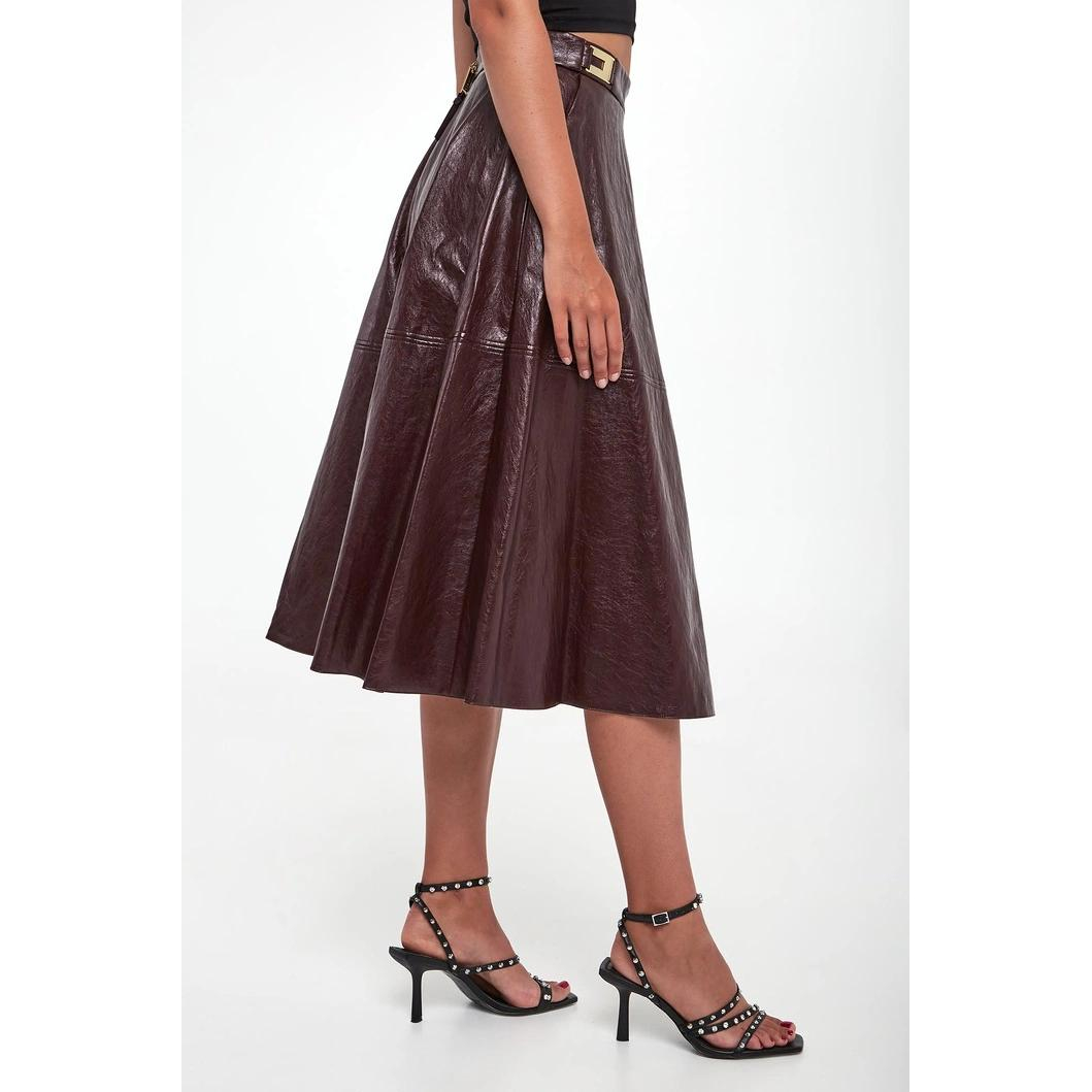 Jupe Midi 'Crackled Plaque-Logo' pour Femmes