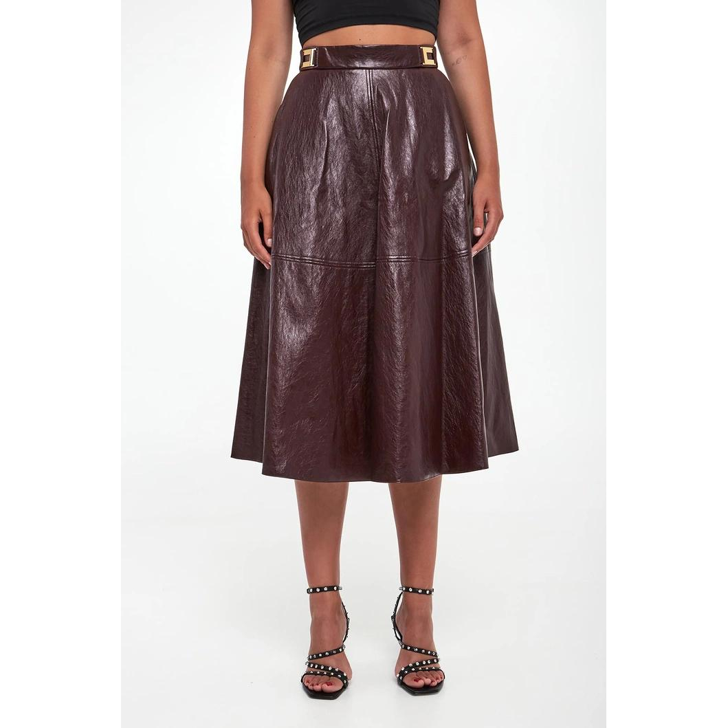 Jupe Midi 'Crackled Plaque-Logo' pour Femmes