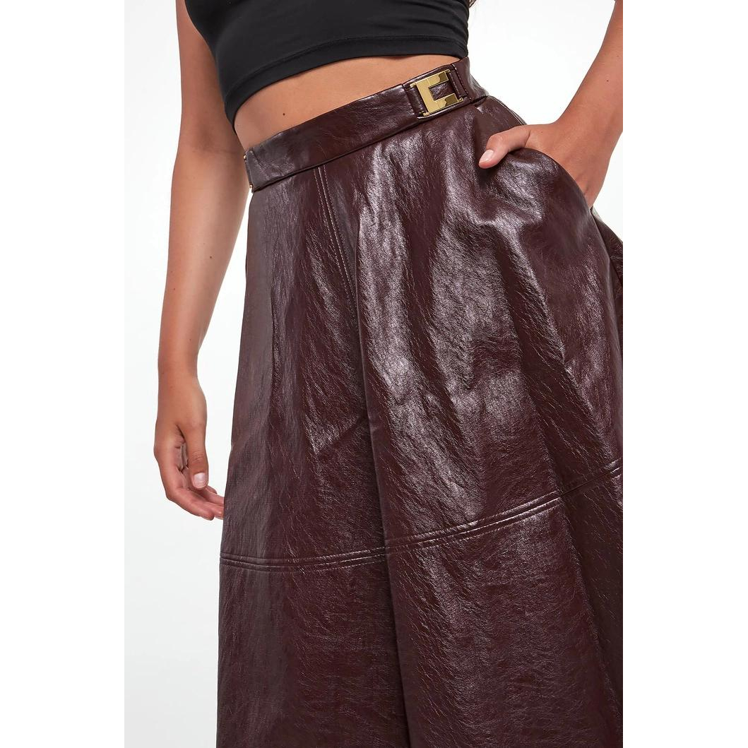 Jupe Midi 'Crackled Plaque-Logo' pour Femmes