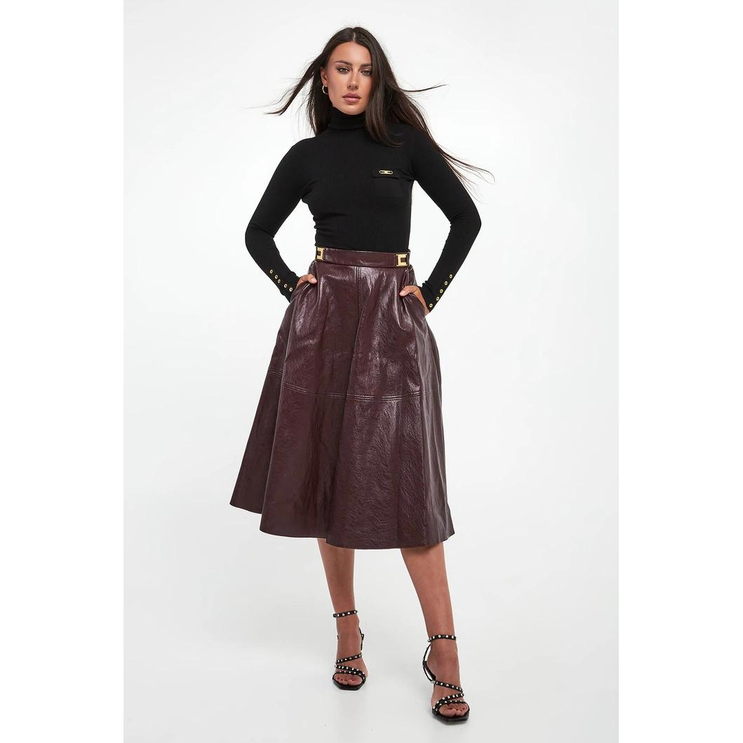 Jupe Midi 'Crackled Plaque-Logo' pour Femmes