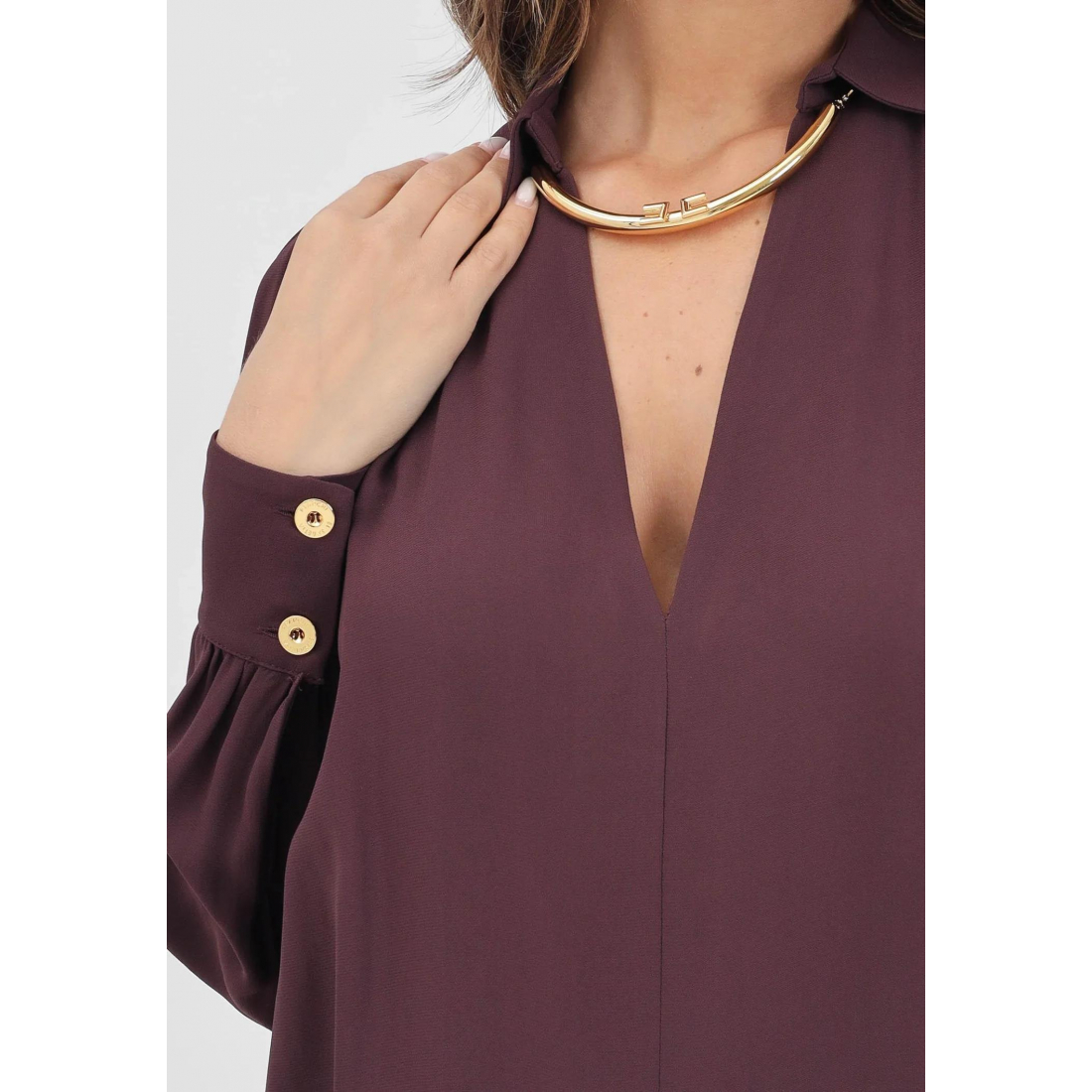 Blouse à manches longues 'Pleated-Collar' pour Femmes