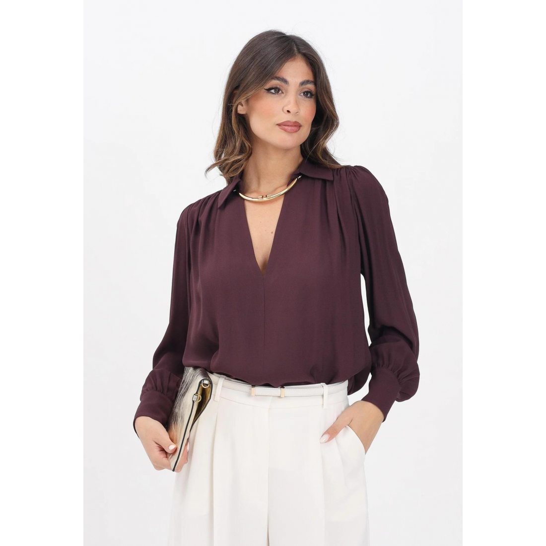 Blouse à manches longues 'Pleated-Collar' pour Femmes