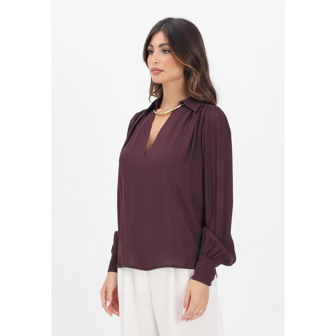 Blouse à manches longues 'Pleated-Collar' pour Femmes