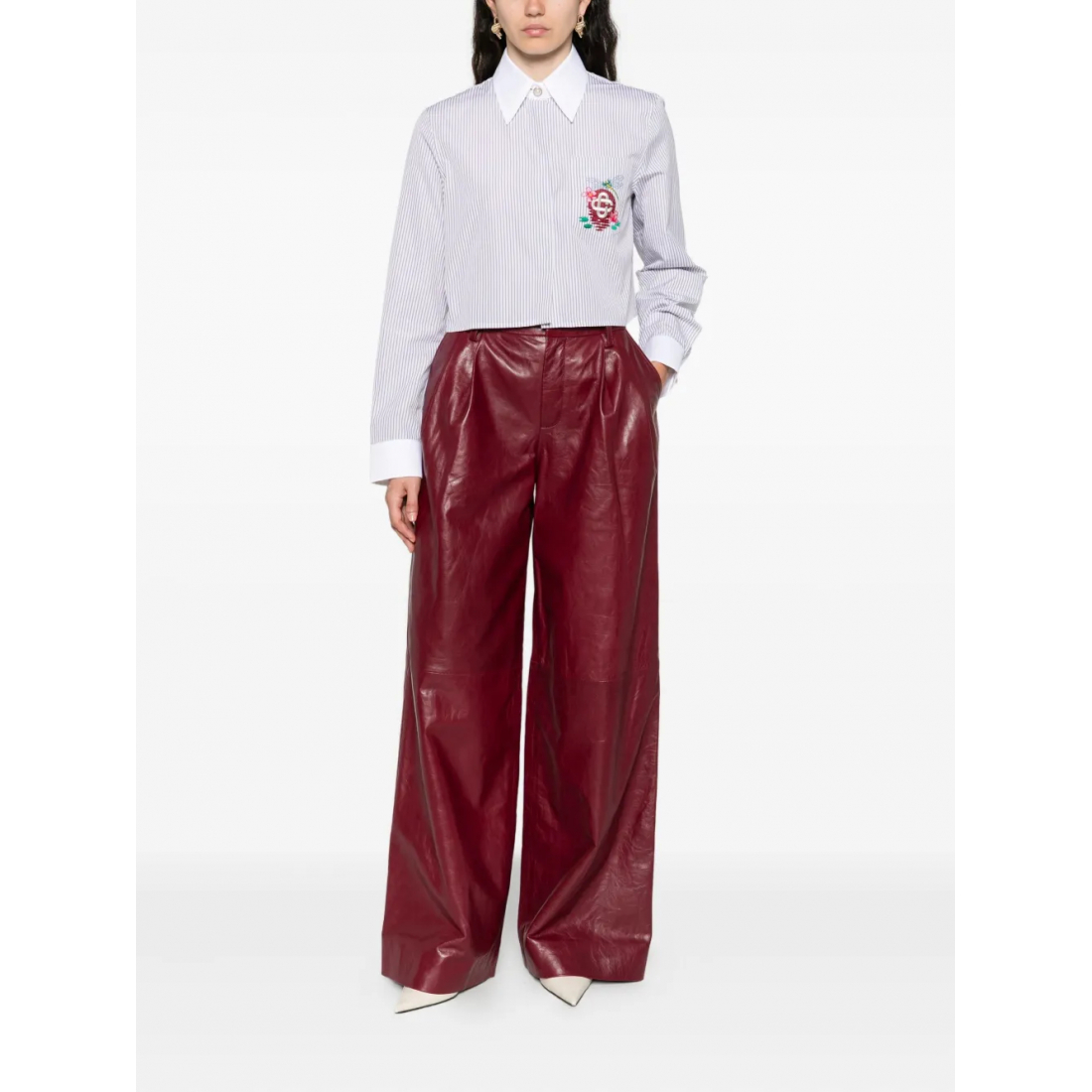 Chemise 'Striped Embroidered' pour Femmes