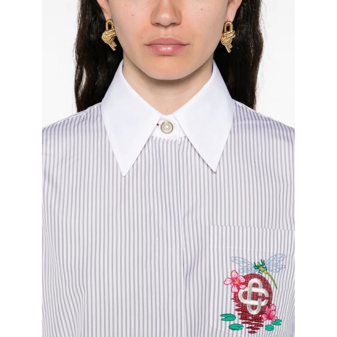 Chemise 'Striped Embroidered' pour Femmes