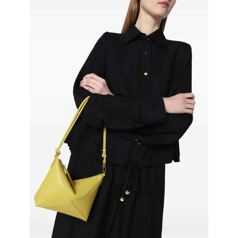 Women's 'Puzzle Fold Geometric-Zip' Shoulder Bag