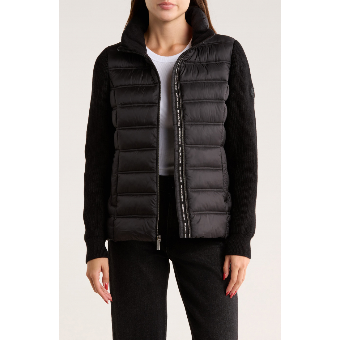 Women's 'Knit Sleeve' Puffer Jacket