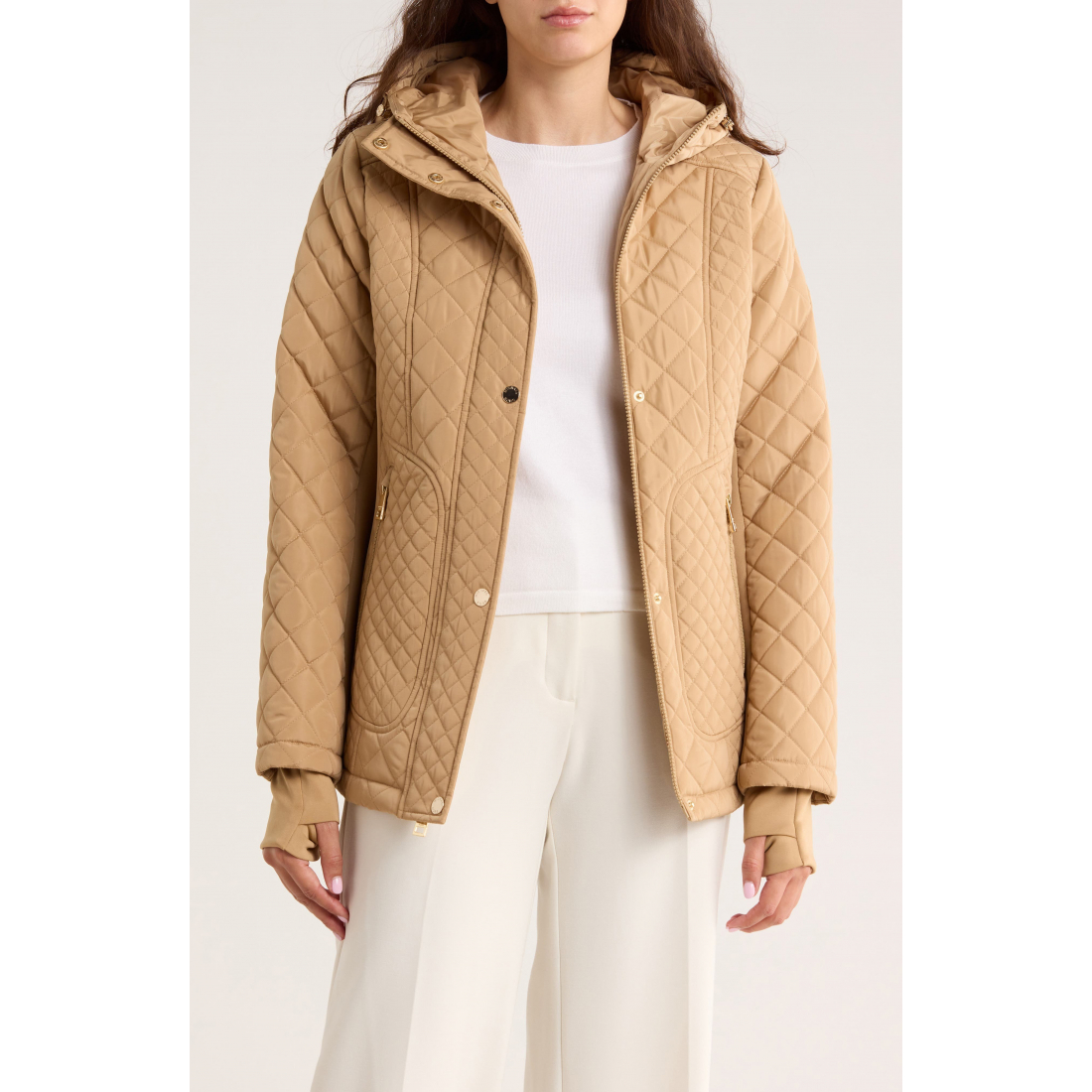 'Hooded Diamond' Gesteppte Jacke für Damen