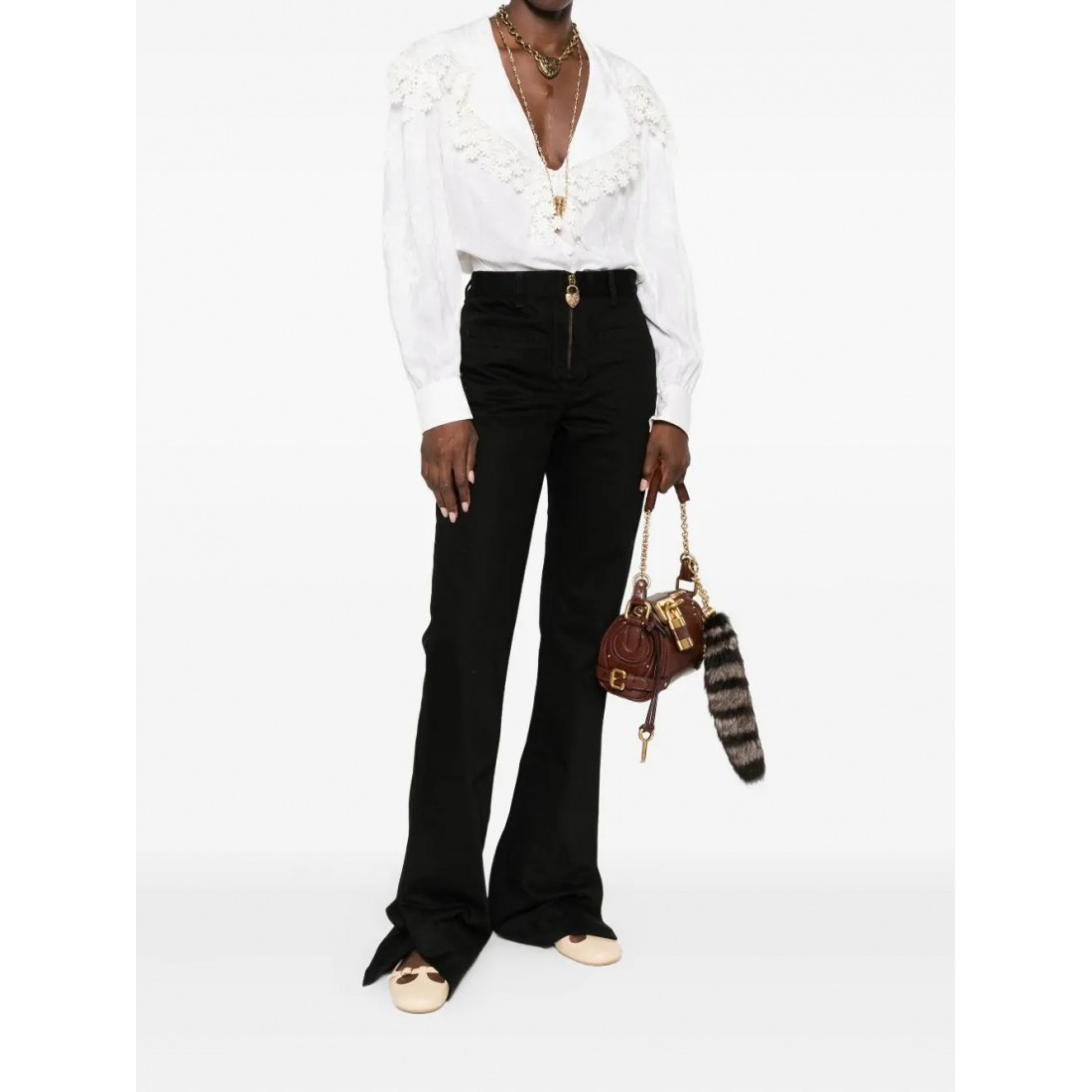 Chemise 'Floral-Lace Trimmed' pour Femmes