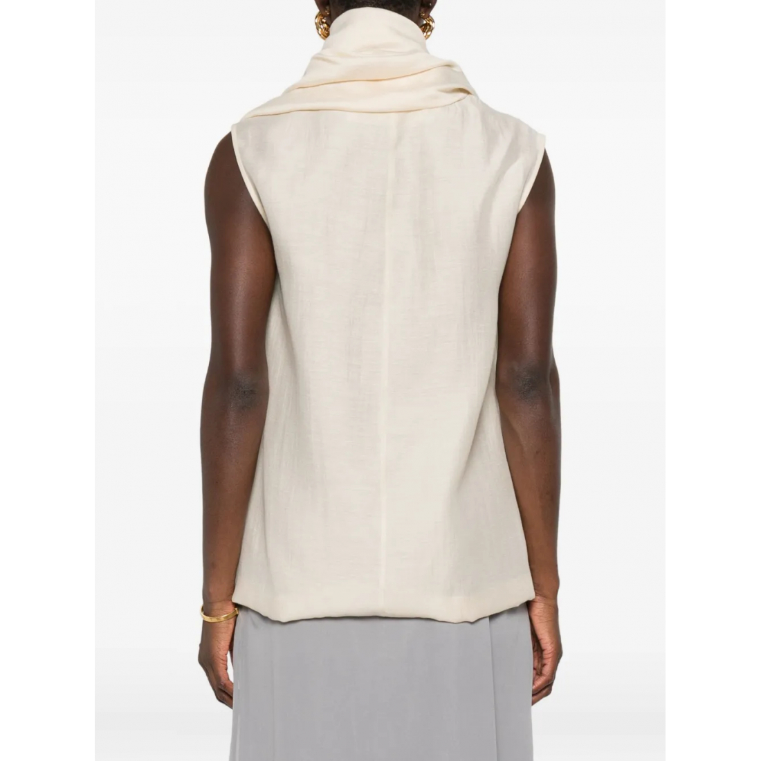 Women's 'Attached-Scarf' Sleeveless Blouse