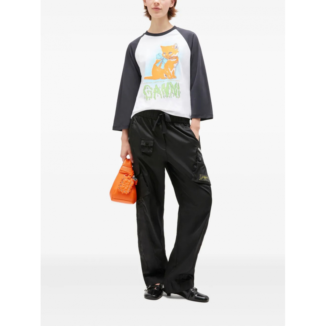 T-Shirt manches longues 'Kitty-Print Baseball' pour Femmes