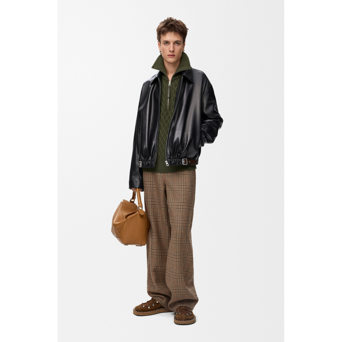 Veste en cuir 'Belted' pour Hommes