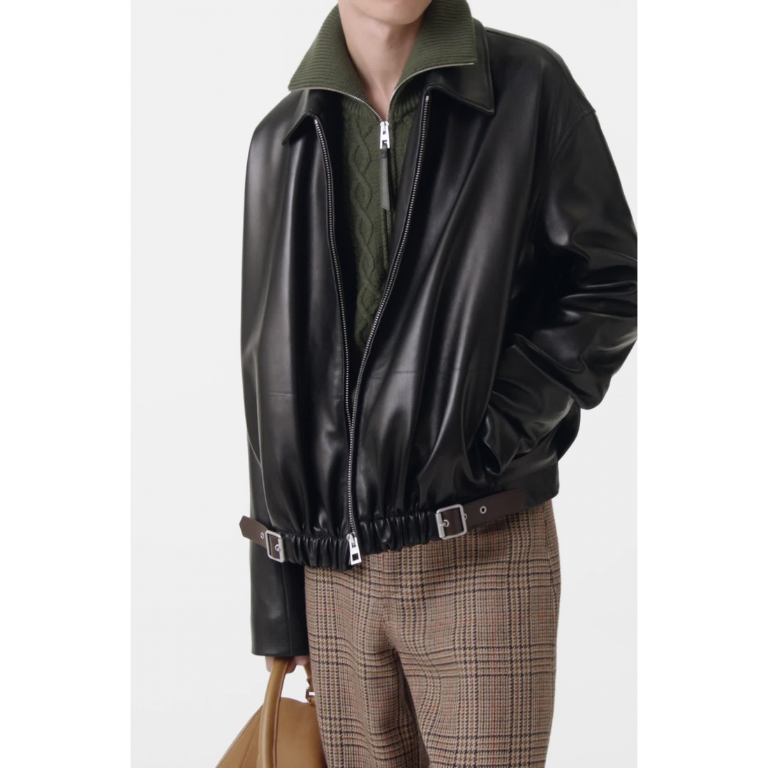 Veste en cuir 'Belted' pour Hommes