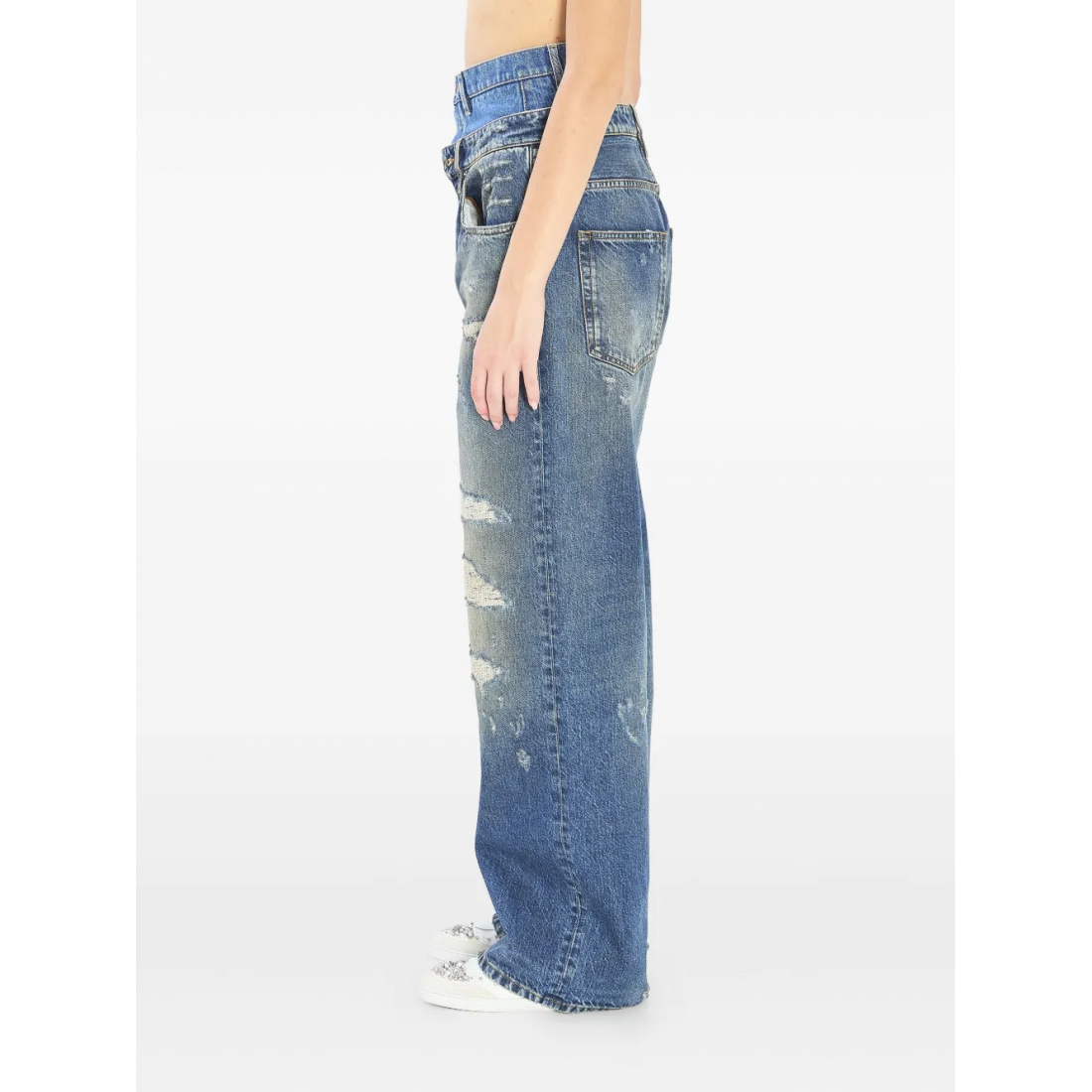 'Double-Waist Distressed' Jeans für Damen